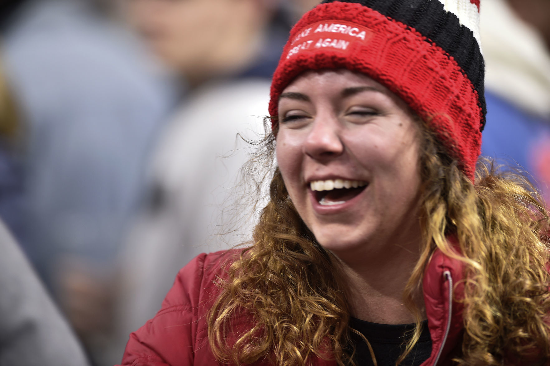 Laughing at the rally